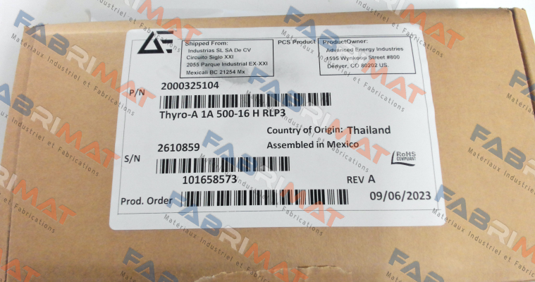 ADVANCED ENERGY-THYRO-A 1A 500-16 HRLP3 price