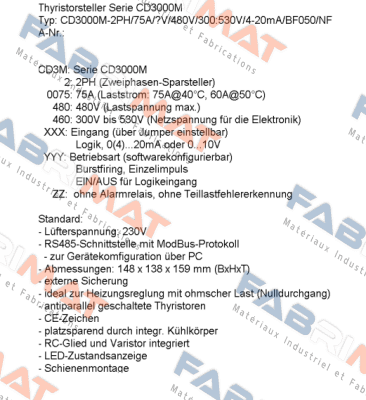 CD AUTOMATION-CD3000M 2PH/75A/480V/480V/300:530V/4-20mA/BF008/NF/IM price