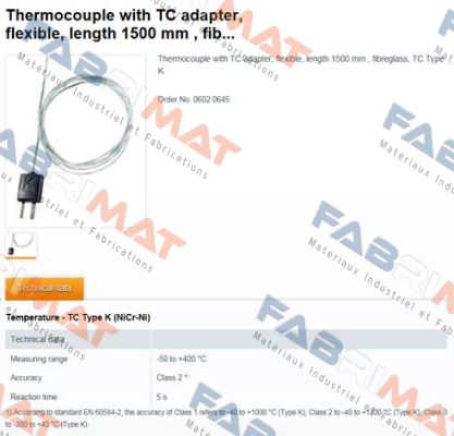 Testo-Thermocouple with TC adapter (0602 0645)  price