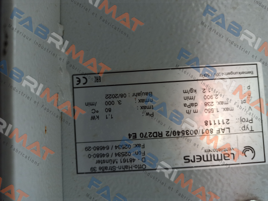 Lammers-LAF 801/003540/2 RD720 E4 price