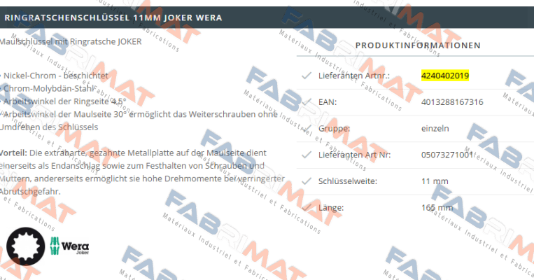Wera-4240402019  price
