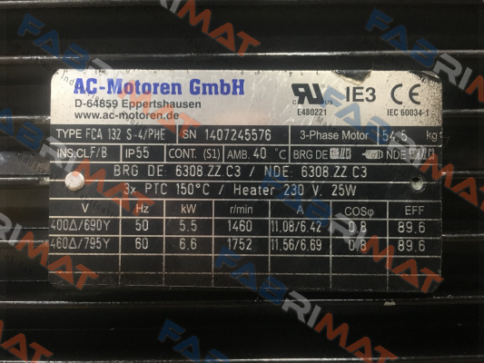 AC Motoren-FCA 132 S-4 / PHE B5 UL price