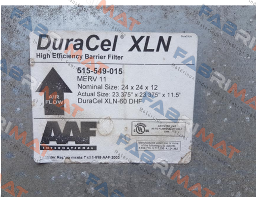 AAF-DuraCel XLN-60 DHF REPLACED BY DuraCel XL60N (M516-101-001)  price