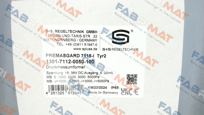 S+S REGELTECHNIK-P/N: 1301-7112-0050-100, Type: 7115- I - (Q) price