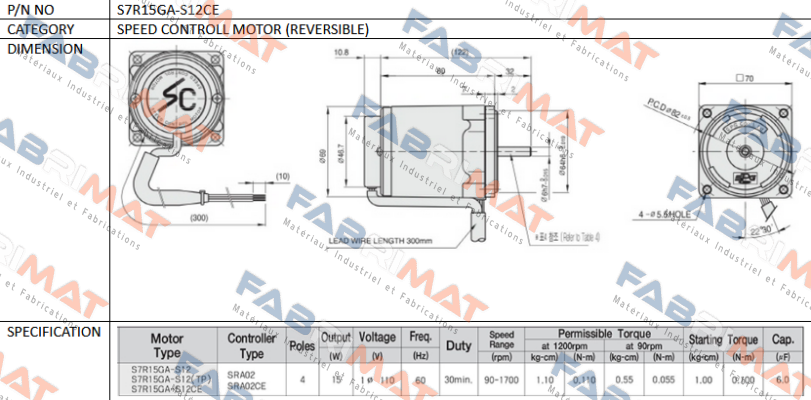 Spg Motor-S7R15GA-S12CE price