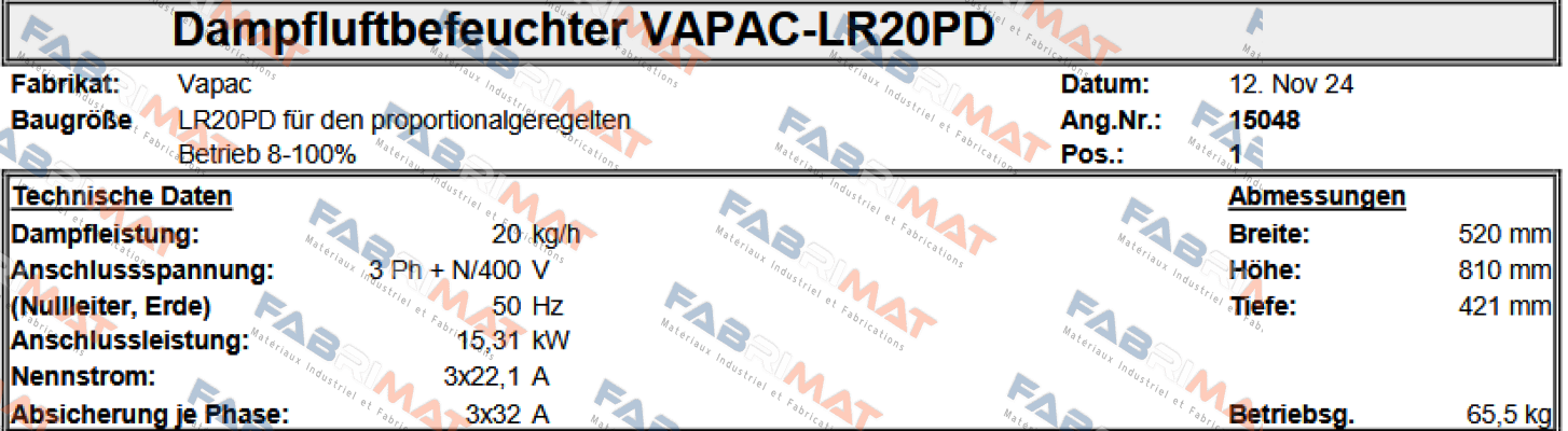 Vapac-JLR 20 PD price