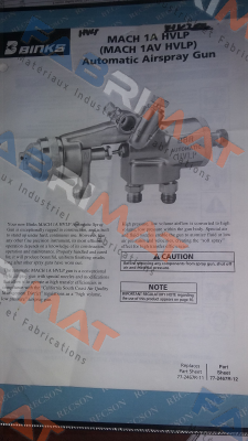 Binks-MACH 1A HVLP Obsolete!! Replaced by CBA1-513-12   price
