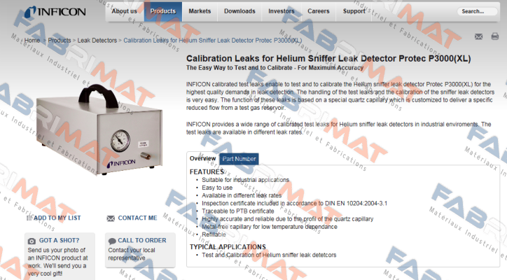 Inficon-Calibration Leaks for Helium Sniffer Leak Detector Protec P3000(XL) price