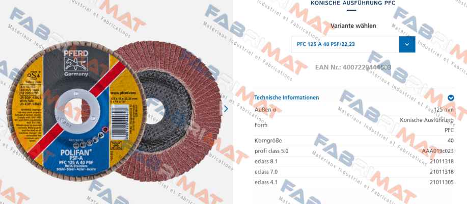 Pferd-PFC 125 A 40 PSF  (Mat.Nr.67744125) (1 Pack = 10 pcs.)   price