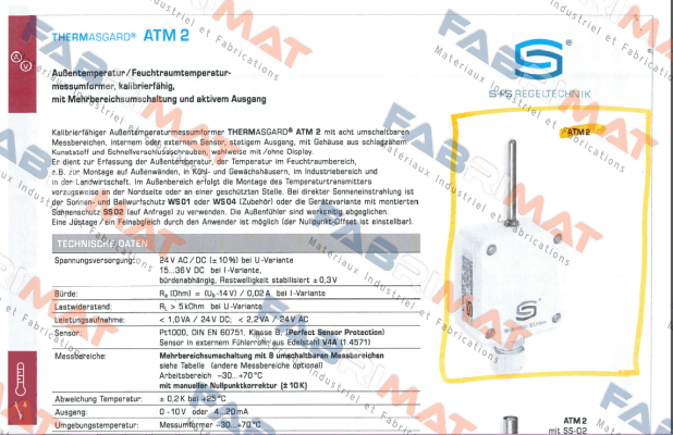 S+S REGELTECHNIK-ATM2-U (p/n 1101-1141-0009-900) price