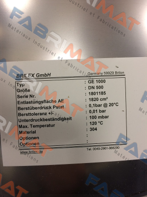 Brilex-P/N: 1005-9730-00, Type:  GE DN 0500 mm price