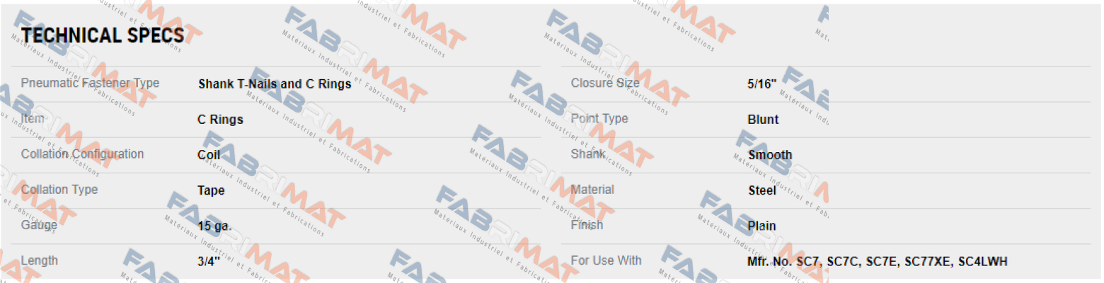 Bostitch-C-Ring 15 GA 3/4  (1 package= 10 000 pcs)  price