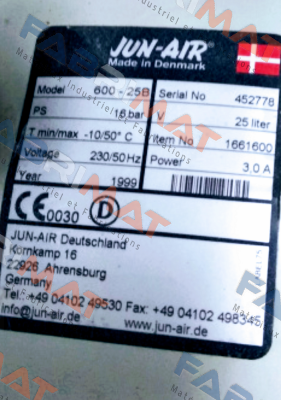 Jun-Air-600-25B, SN:452778 obsolete/replaced by OF302-25B price