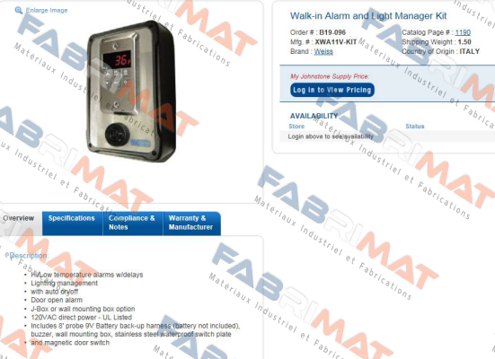 Weiss-XWA11V  price