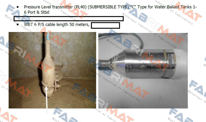 HANLA LEVEL-PL40 / (SUBMERSIBLE TYPE)) "C" Type // CABLE LENGTH : 50 METERS  price
