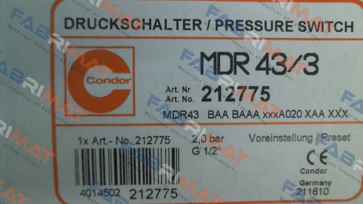 Condor-P/N: 212775, Type: MDR 43/3 price