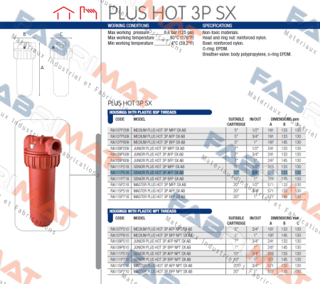 Atlas Filtri-SENIOR PLUS HOT 3P AFP SX10 (RA111P518) price