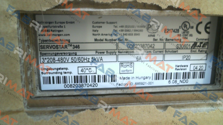 Danaher Motion-SERVOSTAR-346-NA price