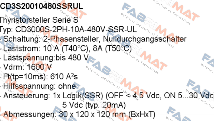 CD AUTOMATION-Typ: CD3000S-2PH-10A-480V-SSR-UL price