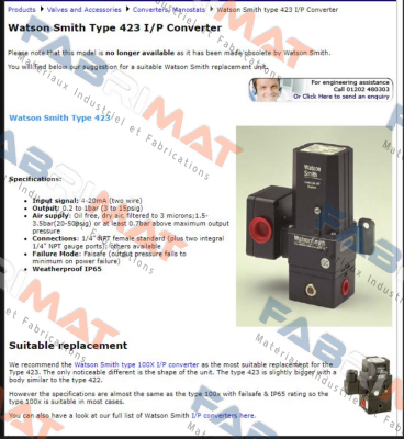Watson Smith-423 I/P price
