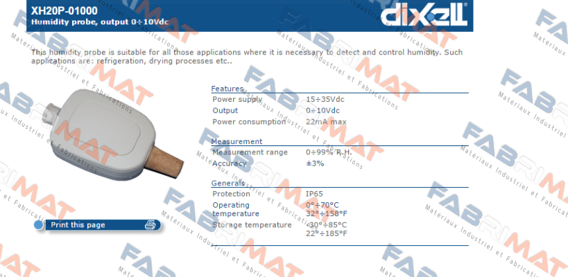 Dixell-XH20P-01000 price