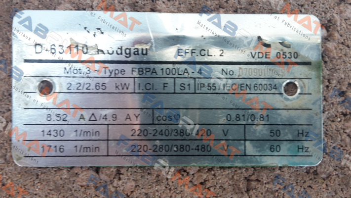 AC Motoren-FBPA 100LA-4 - alternative is  IE2AC10LA428, type ACA 100 LA-4/HE  price
