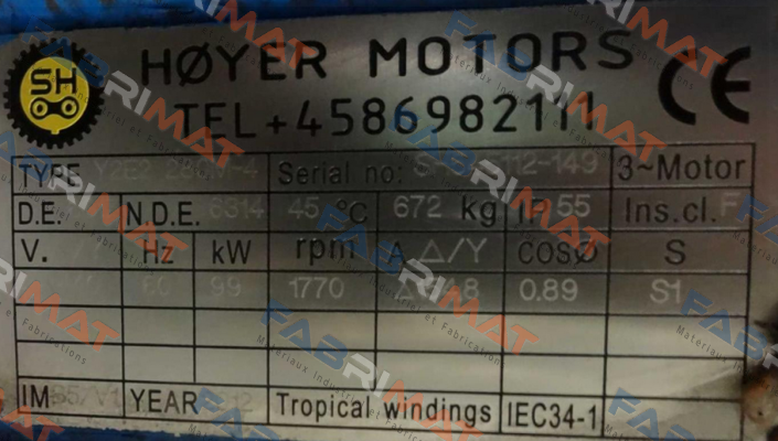 Hoyer Motors-Y2E2 280M-4 Serial No:sh545112-149 price
