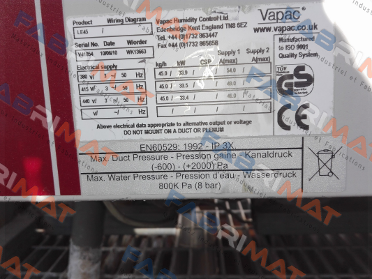 Vapac-PCD4H-6WB price
