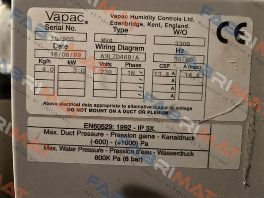 Vapac-Type: MV4 W/O 3309 price